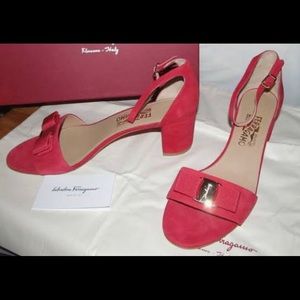 Red suede faragamo heels